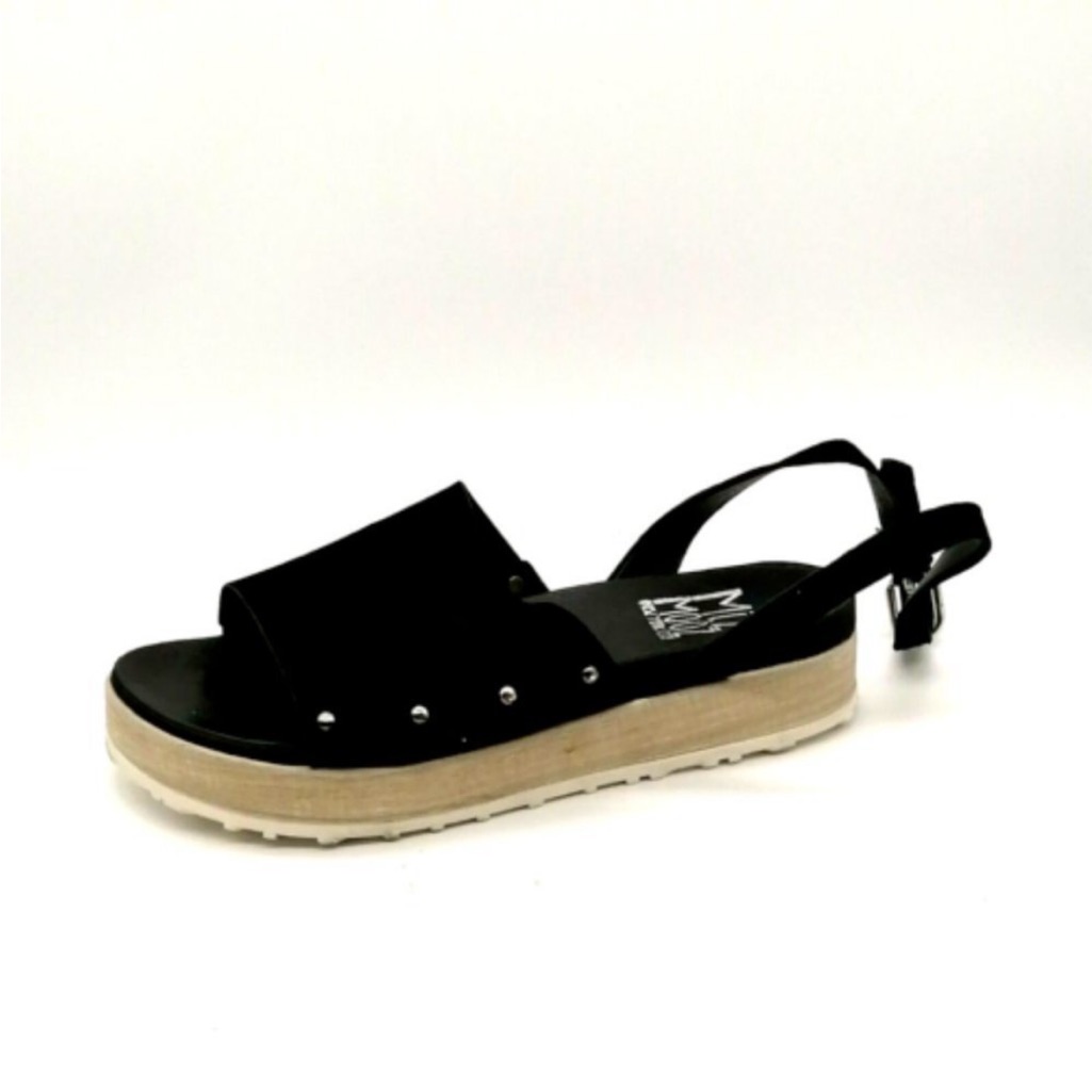 Nib Miz Mooz Eu 38 Stella Platform Sandals With Tie Up Ankle Straps In Black